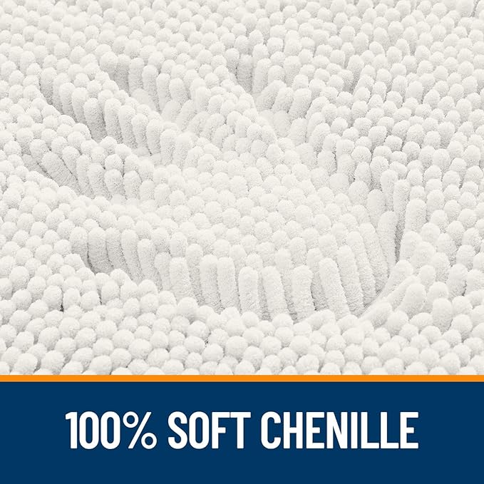 OLANLY Bathroom Rugs 35x24, Extra Soft Absorbent Chenille Bath Rugs, Rubber Backing Quick Dry, Machine Washable Bath Mats for Bathroom Floor, Tub and Shower, Home Decor Accessories, Ivory
