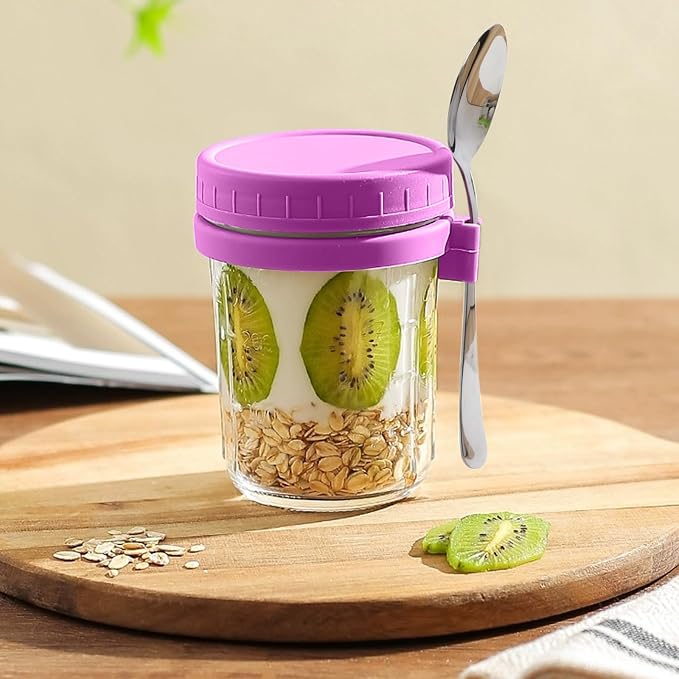 Mason Jars 16 oz with Lids, Overnight Oats Containers with lids for Oatmeal, Pudding, Yogurt,Salad Dressing Containers,Cereal Meal Prep Containers,DIY Gifts, Wedding, Party(12pcs)