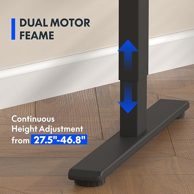 FLEXISPOT E3 Solid Wood Dual Motor Electric Standing Desk 48 x 24 Sit Stand Desk, Holds 220 lbs, Adjustable Height w/Memory Presets, Butcher Block Rubberwood Desktop & Black Frame, Ships in 2 Boxes