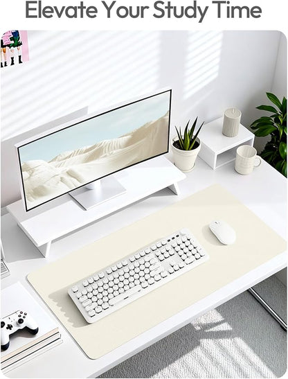 YSAGi Leather Desk Pad Protector, Office Desk Mat, Large Mouse Pad, Non-Slip PU Leather Desk Blotter, Laptop Desk Pad, Waterproof Desk Writing Pad for Office and Home (Cream,55" x 24")