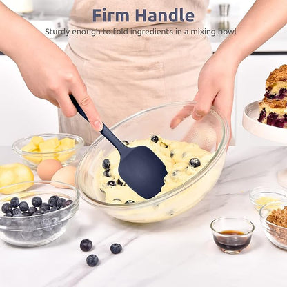 U-Taste Silicone Cooking Spoon Spatula: 480ºF Heat Resistant Food Grade 11.38" Flexible Rubber Kitchen Spoonula, Seamless Pastry Bowl Scraper for Mixing Scraping in Nonstick Cookware (Midnight Blue)