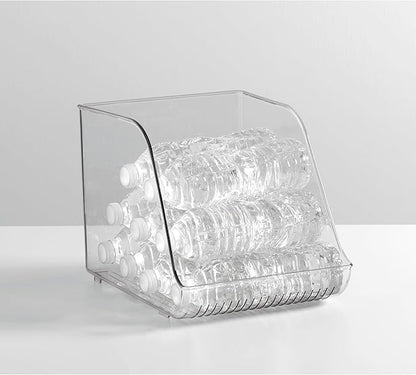 iDesign Plastic Water Bottle Organizer for Fridge, Clear Bottle Holder for Kitchen and Pantry, 4-Pack