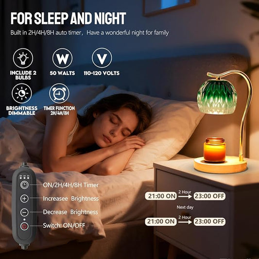 GEEZO Fragrance Candle Warmer Lamp，Electric Candle Warmer with Timer & Dimmer，Mom Christmas Birthday Gifts for Women, House Warming Gifts New Home Bedroom Decor