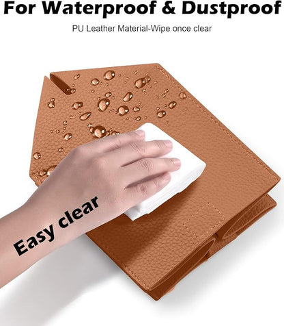Tclouda Tissue Box Cover for PU Leather, Modern Simple Solid Color Holder Square Tissue Bag, Ideal for Bathrooms,Office,Car,Nightstand,Outdoor Tent,Dining Table,5"X5"X5", Double Camel