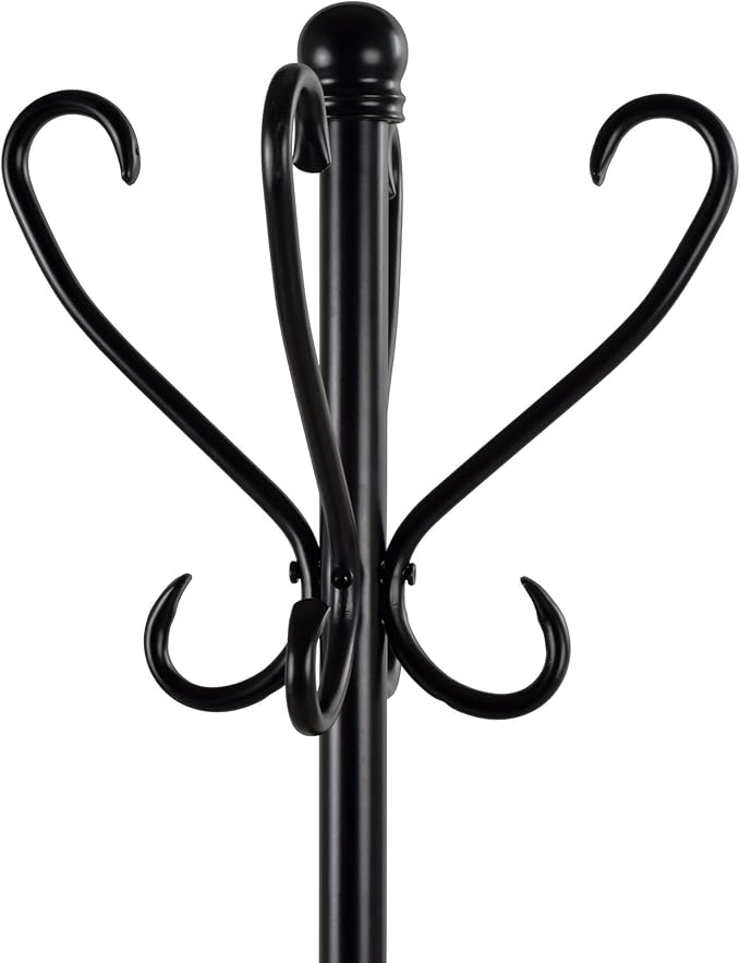 Elegant Metal Coat Rack with Umbrella Stand (Black Finish): Enhance Your Entryway with a Stylish Storage Solution | Sturdy Design and Functional Storage