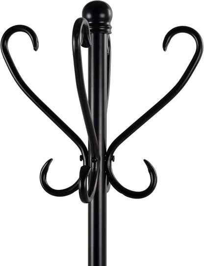 Elegant Metal Coat Rack with Umbrella Stand (Black Finish): Enhance Your Entryway with a Stylish Storage Solution | Sturdy Design and Functional Storage