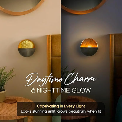 NativeSkins Eclipse Metal Wall Candle Sconces Set of Two Wall Candle Holders - Set of 2 Handcrafted Decorative Tea Light Sconce for Living Room Decor Gold Tea Holder