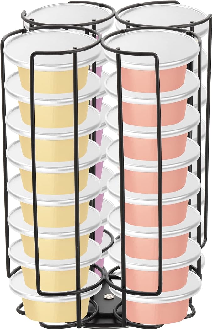Frcctre Metal Cocktail Capsule Holder Capsules Storage Carousel Organizer, Compatible with Bartesian Cocktail Capsules, Hold Up to 32 Capsule Pods