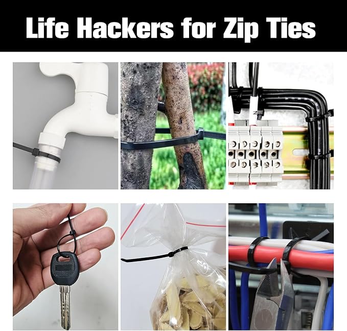 Zip Ties 6 inch, 1000 Pack Black Zip Ties, Self-Locking Nylon Cable Ties with 40 lbs Tensile Strength,Wire Ties for indoor and outdoor use.