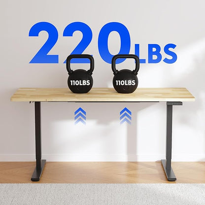 FLEXISPOT E3 Solid Wood Dual Motor 71 x 30 Electric Standing Desk Sit Stand Desk, Holds 220 lbs, Adjustable Height w/Memory Presets, Butcher Block Rubberwood Desktop & Black Frame, Ships in 2 Boxes