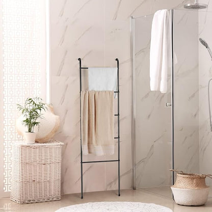 Blanket Ladder Black Towel Ladder for Bathroom Metal Blanket Rack for Living Room
