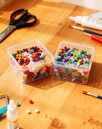 LJY 60 Pieces Square Mini Clear Plastic Storage Containers Box Case with Lids for Small Items and Other Craft Projects (Transparent, 2.5 x 2.5 x 1.4 inch)