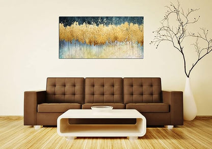 XXMWallArt FC2675 Canvas Wall Art Abstract Golden Forest Painting Modern Decor Abstract Canvas Prints for Living Room Bedroom Kitchen Home and Office Wall Decor
