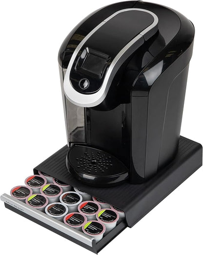 Mind Reader Single Serve Coffee Pod Drawer, 30 Pod Capacity, Countertop Organizer, 10.5"L x 12.75"W x 2.5"H, Black