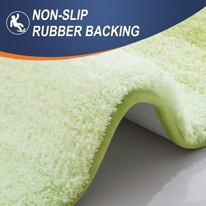 OLANLY Small Bathroom Rugs Mat 24x16, Extra Soft Absorbent Microfiber Bath Rugs, Rubber Backing, Quick Dry, Washable Bath Mats for Bathroom Floor, Tub and Shower, Home Decor Accessories, Light Green