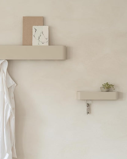 Kazai. Key Holder for Wall 'Tone' | Minimalist Key Hooks Design from Berlin | Modern Key Hanger with Metal Shelf | Key Hook Wall Mounted as Hallway Furniture | Taupe