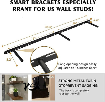 BGMG Wood Floating Shelves for Wall 54 inch Set of 2, Rustic Wooden Wall Mount Shelves for Living Room Bedroom Kitchen Farmhouse-54x6.7x1.75 inch- Gold Oak