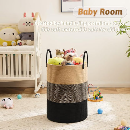 Artfeel Laundry Basket,Woven Cotton Rope Laundry Hamper,40L for Decorative Storage of Dirty Clothes,Toys and Blankets in Bathroom,Bedroom and Living Room