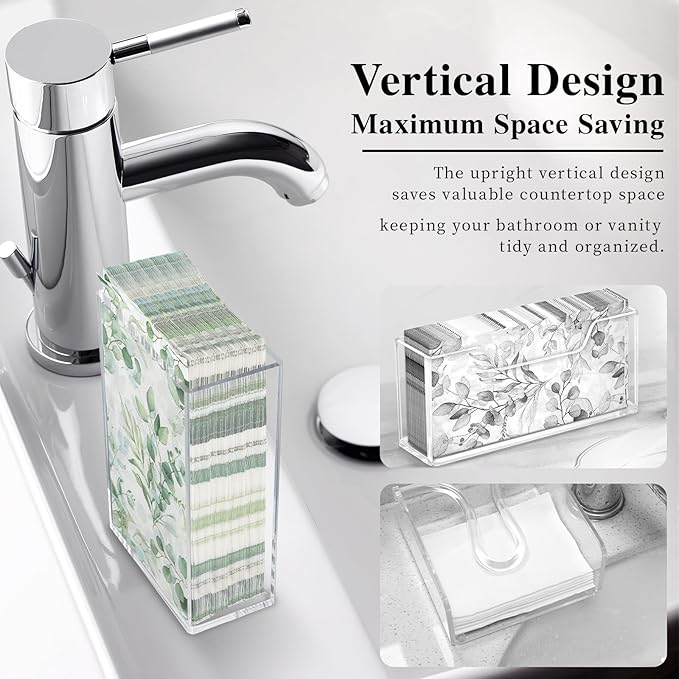 Acrylic Guest Towel Holder, Clear Vertical Napkin Dispenser Space Saving for Bathroom, Waterproof Disposable Hand Towel Box for Kitchen, Modern Dining Table Napkin Storage for Home Hotel Office