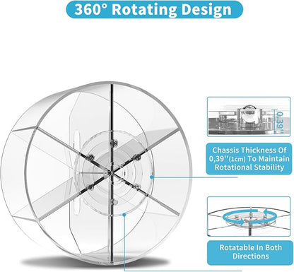 Rotating Markers Organizer for Kids, Acrylic Lazy Susan Organizers for Desks, 360 Degree Spinning Pencil Holders Pen Holders, Clear Arts and Crafts Organizer Storage, Art Supply Storage 6 Compartments