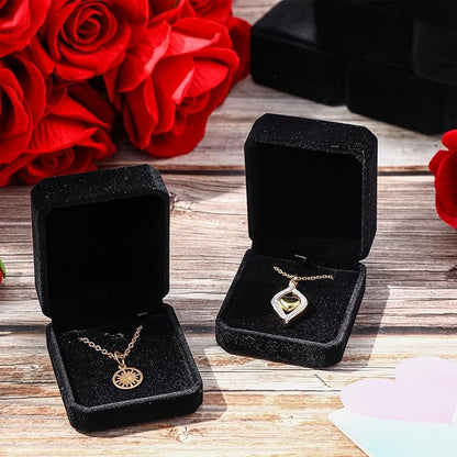 Quelay 48 Pcs Velvet Necklace Box Jewelry Pendant Gift Box for Business Selling Display Holder Case for Wedding Engagement Birthday Anniversary(Black)