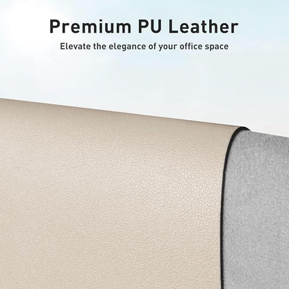 Aothia Faux Leather Desk Mat - Non-Slip PU Leather Desk Blotter, Waterproof Writing Surface, Large Desk Pad for Office & Home (Eggshell, 55" x 24")