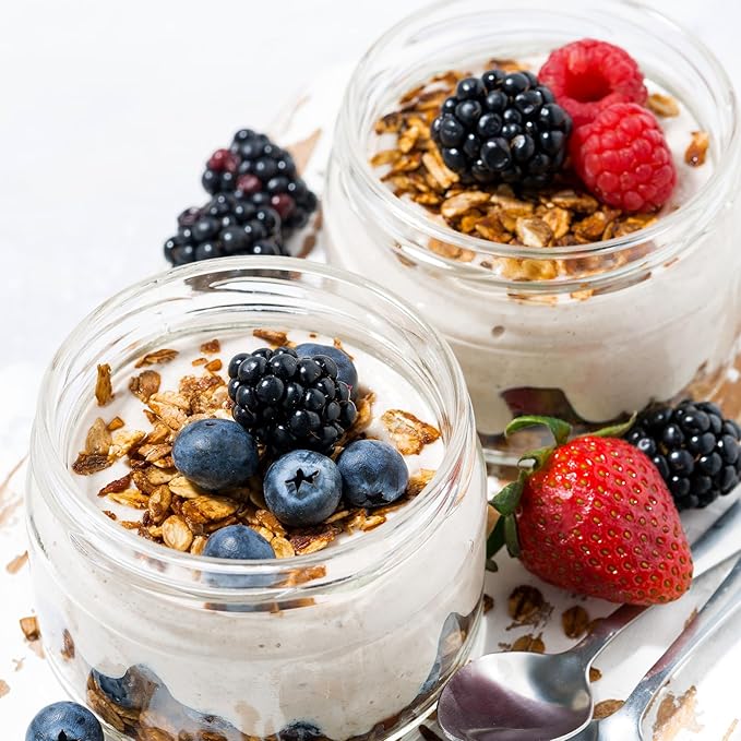 SHOWIN Overnight Oats Containers with Lids, 10oz Glass Jars with Lids 2 pcs, Taffy, Wide Mouth Mason jars for Salad, Yogurt, Snacks, Meal Prep