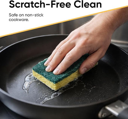 Scrubee Heavy Duty Scrub Sponge with Scouring Pad, Kitchen Dishwashing, Sink, Pot, and Frying Pan Cellulose Scrubber Sponge Non-Scratch, by Superio, 2-Pack (4.5" Sponge)
