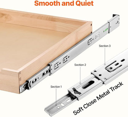 VEVOR Pull Out Cabinet Organizer, 20"W x 21"D Cabinet Drawer, Soft Close Slide out Shelf, Heavy-Duty Sliding Wood Drawer, Bottom Mount Size（20.5"W x 23"D）and Side Mount Size（21"W x 23"D）