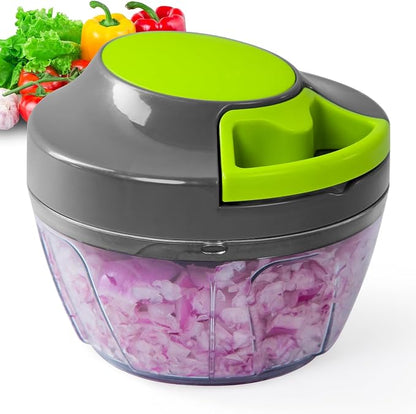 Manual Food Processor Vegetable Chopper, Portable Hand Pull String Garlic Mincer Onion Cutter for Veggies, Ginger, Fruits, Nuts, Herbs, etc.,500ml