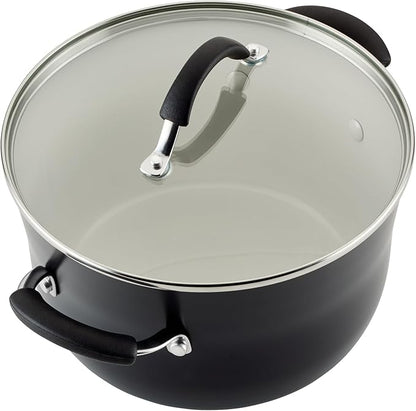 Rachael Ray Cucina Ceramic Cookware Set - 13 Pieces - Ceramic Pots and Pans Set w/Nonstick Frying Pans, Saute Pan, Saucepans, Stockpot, Lids, Pan Protectors - Peppercorn
