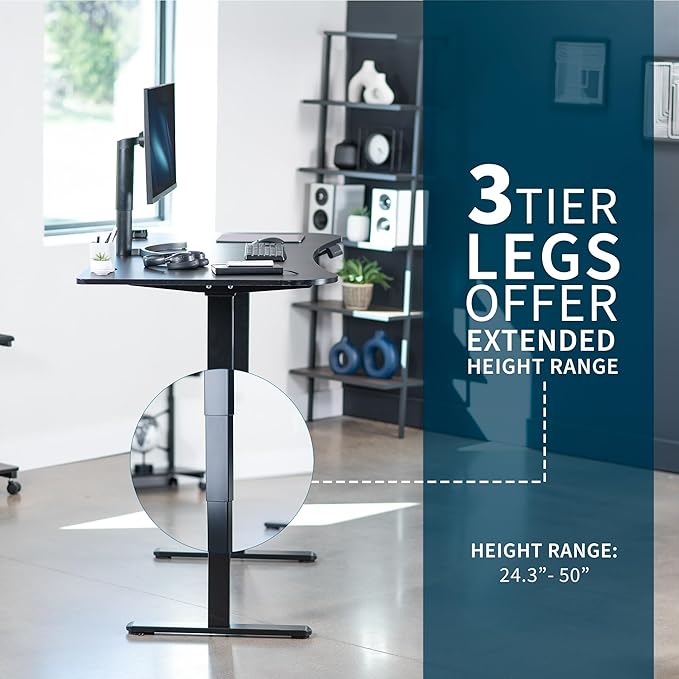 VIVO Electric 63 x 32 in Dual Motor Standing Desk, Memory Height Adjustment, 2B Series, Black Top Black Frame, DESK-KIT-2B1B