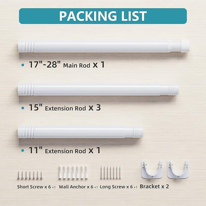 STARLATTA Heavy Duty White Closet Rod: 17-84 Inch Stepless Adjustable Clothes Hanging Bar, 1.3" Diameter Metal Wardrobe Pole with Brackets, No-Cut, for Laundry & RV