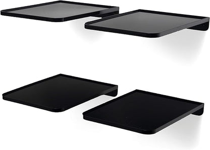 Boxy Concepts Hat Rack for Wall - Pack of 4, Black - Quick 3M Tape & Nail Mount - Showcase Collection, Baseball Cap Display Shelves - Flexible Layout Options, Racks For Caps