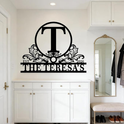 Custom Metal Name Sign Metal Wall Art Split Letter Monogram Wall Art Personalized Wedding Gift Fire Pit Outdoor Decor Cabin Sign