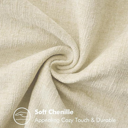 MIULEE Pack of 2 Pillow Covers 20x20 Inch Cream White Farmhouse Decorative Throw Pillow Covers with Stitched Edge Soft Chenille Solid Dyed Couch Pillow Covers for Sofa Bed Living Room