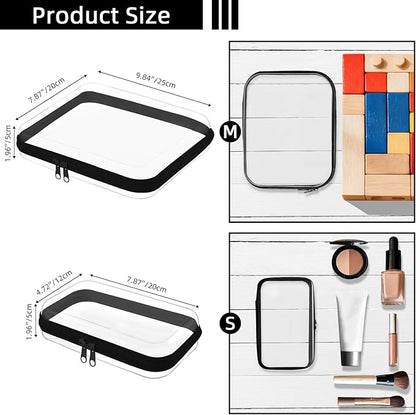 Topfinder Clear Hard Shell Zipper Case,Clear Toy Storage Pouch,Waterproof Transparent Organizer Cosmetic Case for Travel, Office, Home (Black, 3*M)
