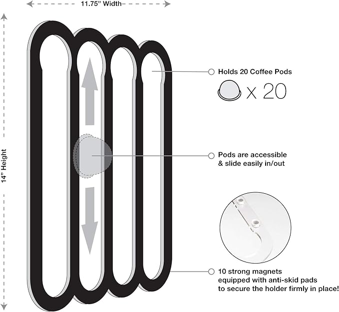Demi's Home Magnetic Coffee Pod Holder for Nespresso Vertuo Capsules - Suitable to be Mounted on the Fridge (Transparent)