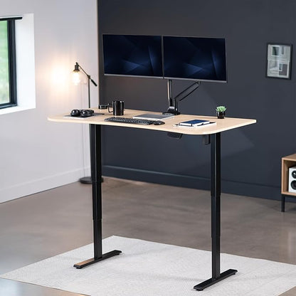 VIVO Electric 63 x 32 in Standing Desk, Touch Screen Adjustment, 220 lb Frame Support, 2E Series, Light Wood Top Black Frame, DESK-KIT-2EBC