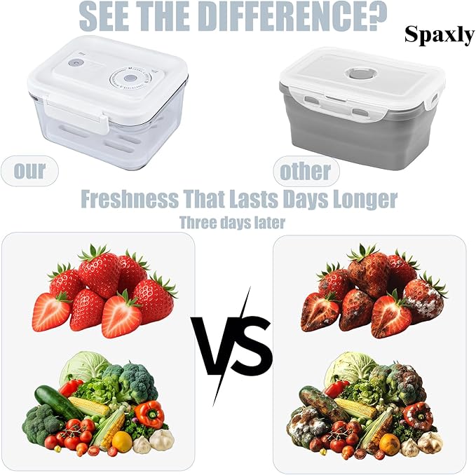 Manual Vacuum Sealer Containers, Airtight Food Storage Boxes with Hand Pump for Freshness, BPA-Free, Leakproof Seal for Lunch, Meat, Fruit, Leftovers, Fridge & Camping Use (2000ml)