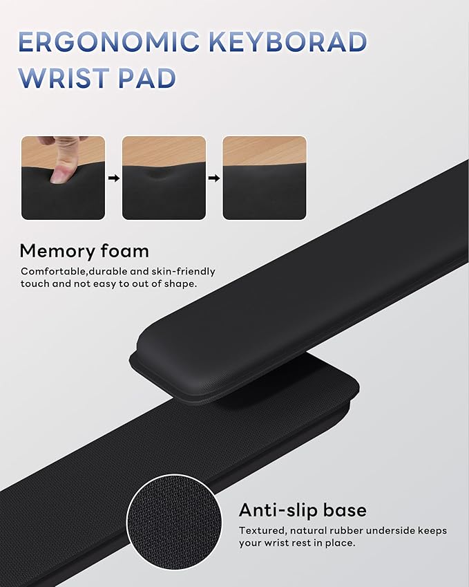 Laborio Computer Keyboard Wrist Rest Stand for Desktop, Keyboard Holder for Easy Typing with Wrist Pad for Office Desk, Home, School (Clear)