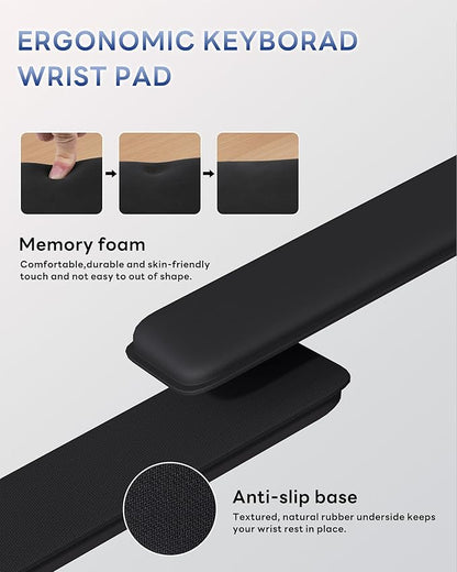 Laborio Computer Keyboard Wrist Rest Stand for Desktop, Keyboard Holder for Easy Typing with Wrist Pad for Office Desk, Home, School (Black)