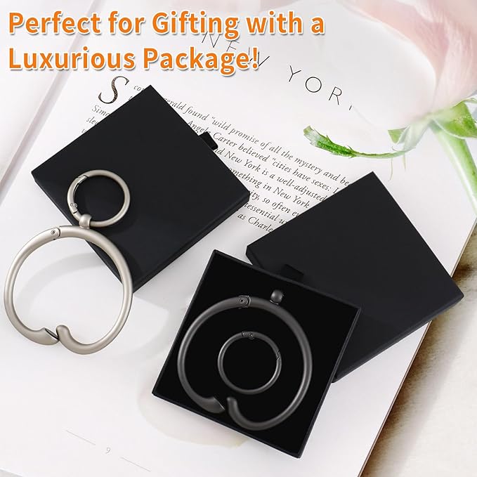 Purse Hook for Table 2-in-1 Anti Slip Purse Hook, Table Purse Hook with Gift Box, Heavy Duty Bag Hook Available for Women and Men Gifts (Black)