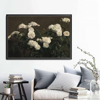 Canvas Painting Poster and Print Flower Painting French Country Decor Vintage Painting Antique Flower Print Vintage Flower Print Bedroom and Kitchen Office Wall Decoration 8x12inch Metal Frame