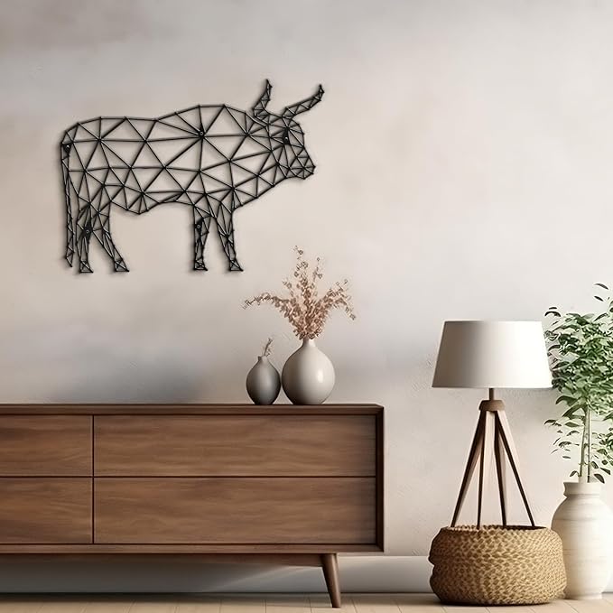 SIGNLEADER Metal Wall Art Decor Brooding Cow Modern Abstract Wall Sculpture Hangings Home Decoration for Living Room, Bedroom, Bathroom, Kitchen, Outdoor - 24" Black