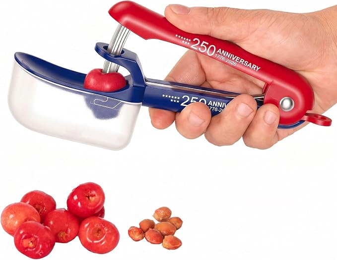 Cherry Pitter - Makmzoon Cherries Pitter Tool | Stainless Steel Rods with Hand-held Push Design, Save Time & Space for Making Cherry Jam with Lock Design