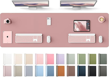 YSAGi Leather Desk Protector, Office Mat, Large Mouse Mat, Non-Slip PU Leather Blotter, Laptop Desk Mat, Waterproof Writing Pad for Office and Home(Pale Mauve, 63" x 17.2")