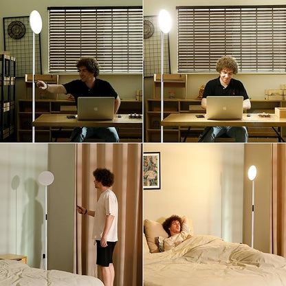 Modern LED Floor Lamp - Remote & Touch Control, 36W/1500LM Sky Torchiere Standing Lamp, Fully Dimmable, 3 Color Temperatures, Ideal for Living Room & Bedroom, Easy to Assemble(Grey)