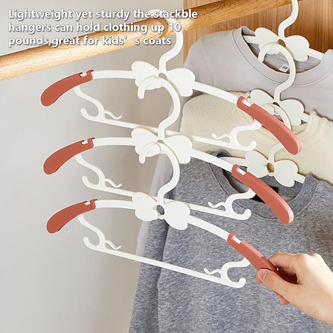Baby Hangers for Closet, Adjustable Kid's Hangers for Nursery, Toddler, Child Clothe, Everyday Standard Use, Cascading Plastic Hanger Ideal for Girl Dress, Clothing, Pant, Coat, Red & White, 20 Pack