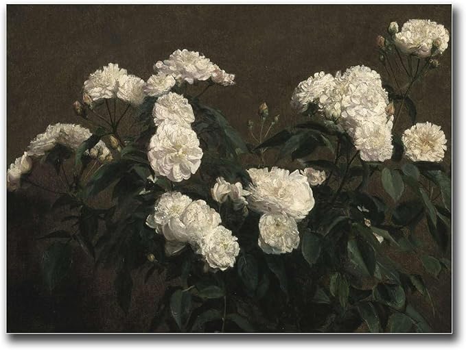 Canvas Painting Poster and Print Pictures Flower Painting French Country Decor Vintage Painting Antique Flower Print Vintage Flower Print Modern Home and Bedroom Decoration 12x18inch Wood Frame